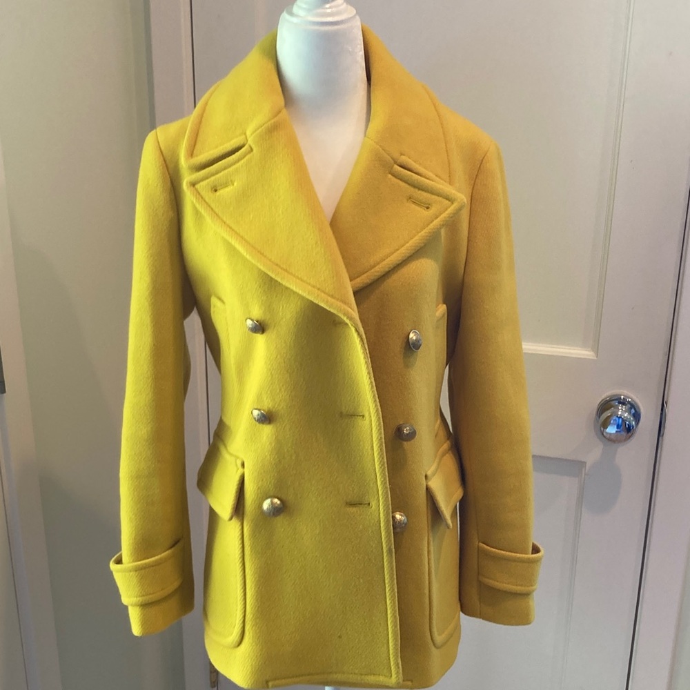 J. Crew Yellow Double-Breasted Pea Coat